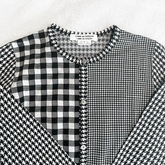 Comme des Garcons Comme des Garcons Black & White Houndstooth & Gingham cardigan - Picture 3 of 4